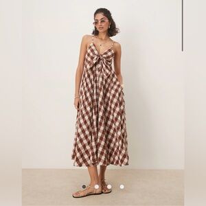 FP Movement by Free People Brown Checkered Midi Dress